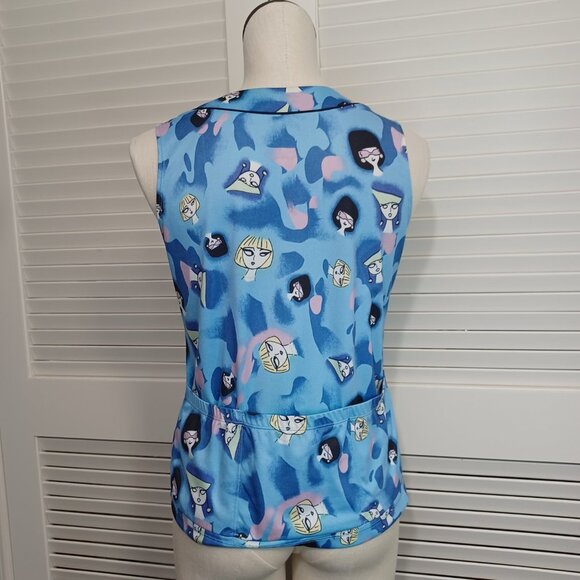 Terry Cycling  Sleeveless Jersey Faces Print Back Pockets - Picture 8 of 11